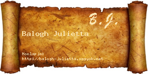 Balogh Julietta névjegykártya